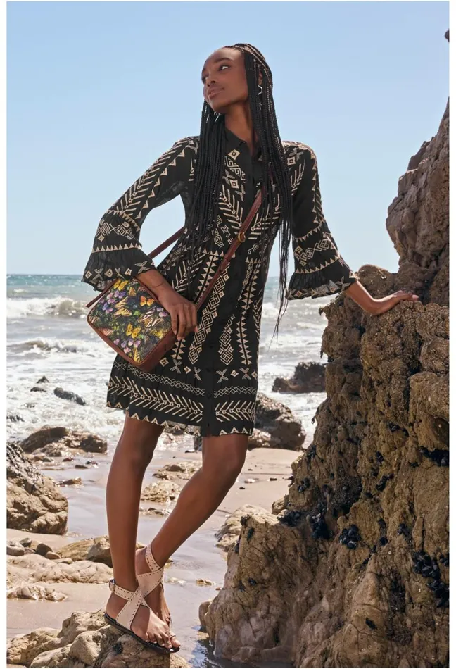 Women Johnny Was Dresses Charis Easy Tiered Dress Black