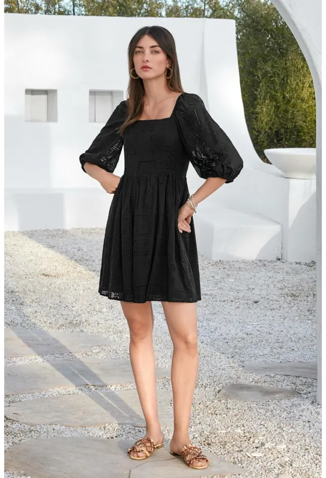 Women Johnny Was Dresses Ella Mini Dress Black