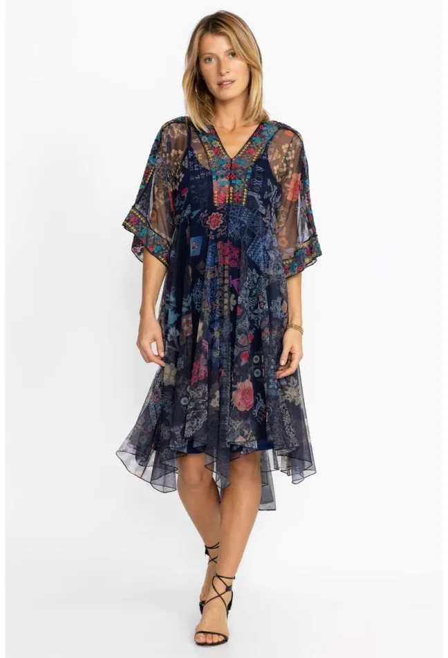 Women Johnny Was Dresses Elrey Kaftan Mesh Dress Slip Multi