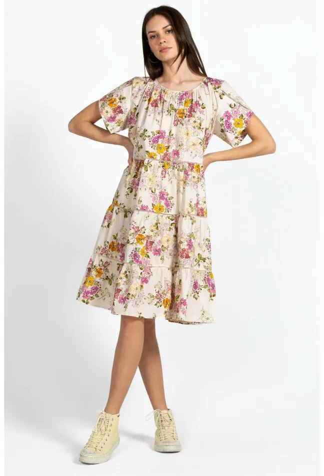 Women Johnny Was Dresses Magnolia Tiered Mini Dress Multi