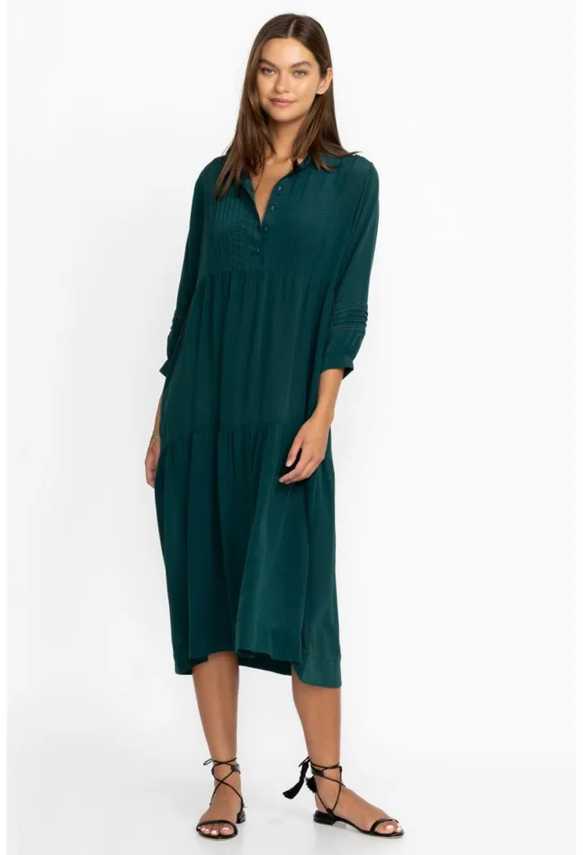 Women Johnny Was Dresses Tiered Henley Dress Ponderosa Pine