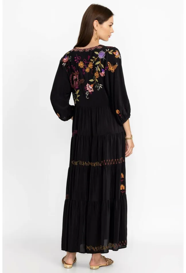 Women Johnny Was Dresses Toni Dolman Tiered Dress Black