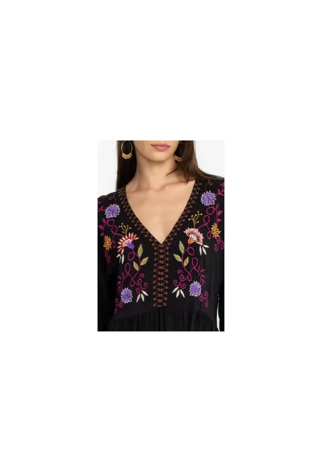 Women Johnny Was Dresses Toni Dolman Tiered Dress Black