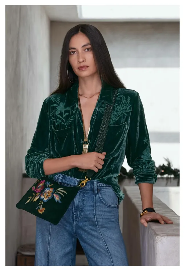 Women Johnny Was Outerwear Frankie Velvet Chore Jacket Ponderosa Pine