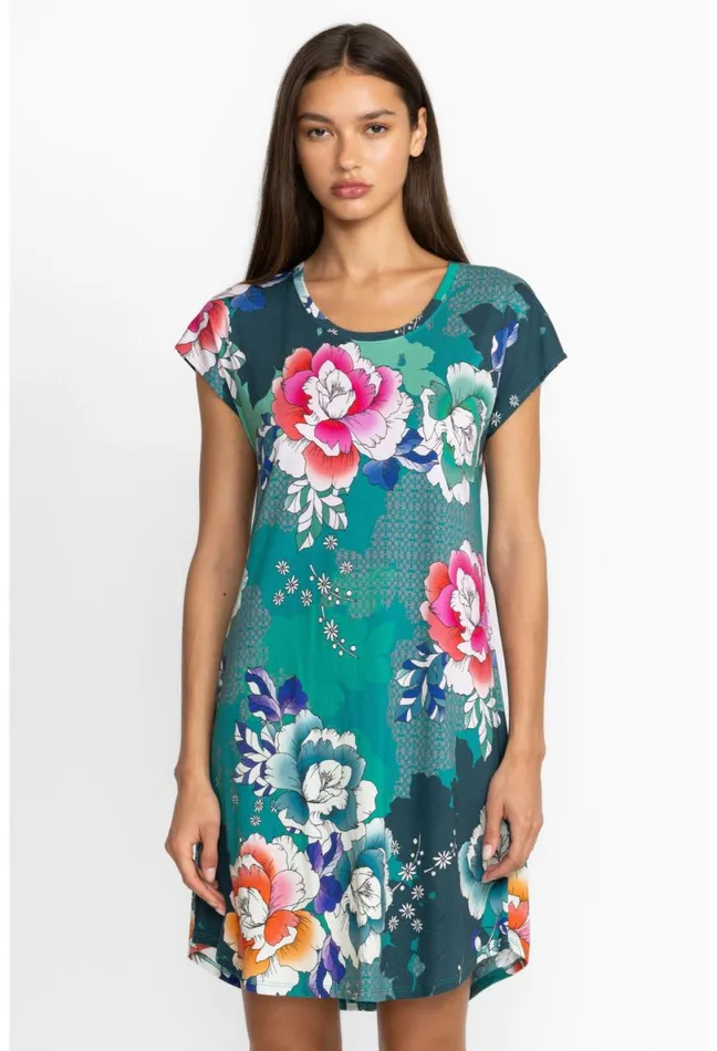 Women Johnny Was Sleepwear The Brigette Cap Sleeve Dress Tura Turquoise
