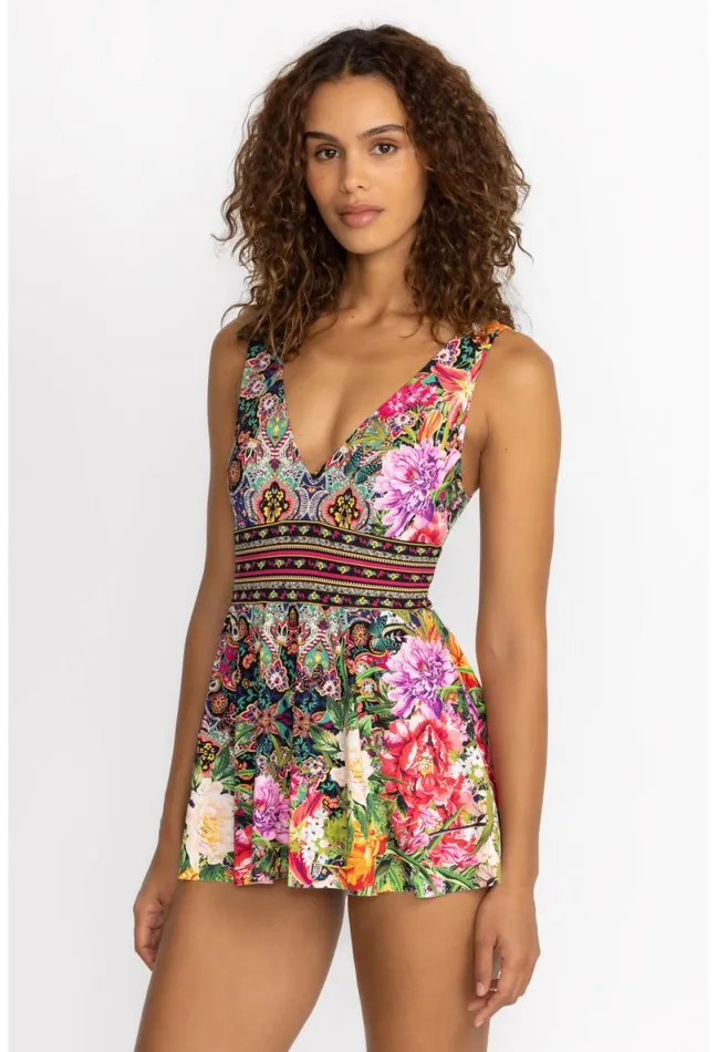 Women Johnny Was Swim and Resort Hannah Skirted One Piece Hannah