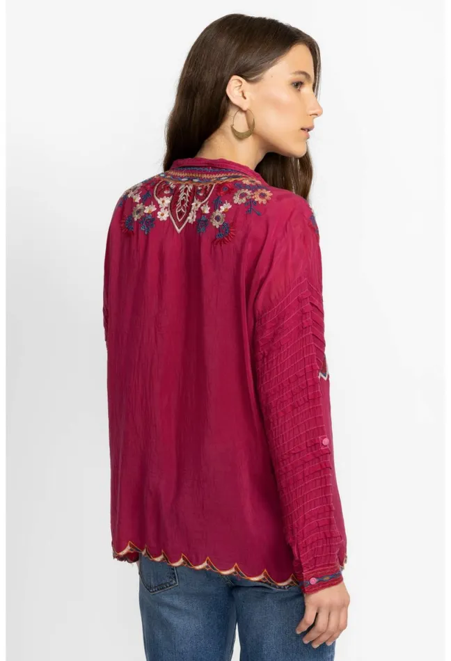 Women Johnny Was Tops Aubrette Blouse Rumba Red