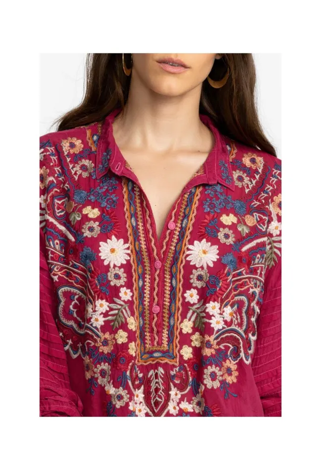 Women Johnny Was Tops Aubrette Blouse Rumba Red