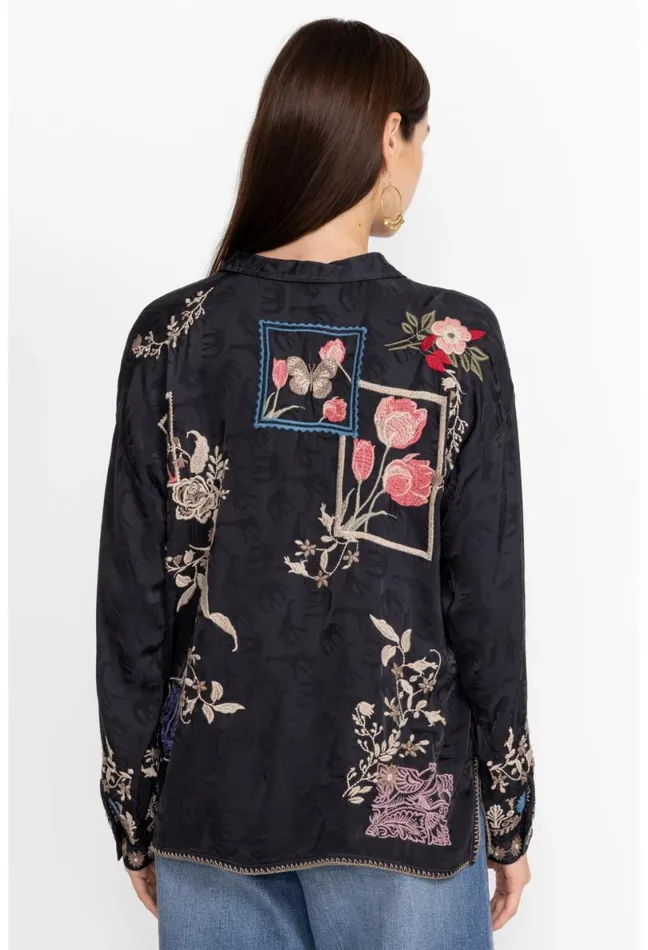 Women Johnny Was Tops Briony Blouse Sanded Black