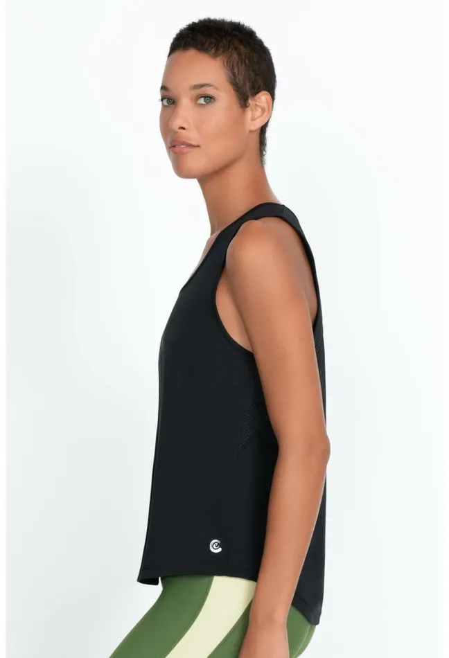 Women Johnny Was Tops Effect Mesh Contrast Tank Jet Black