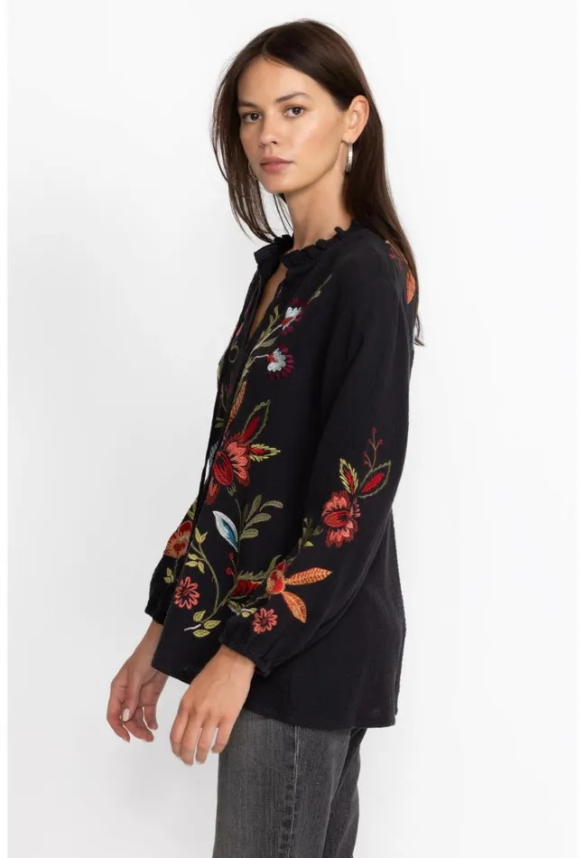 Women Johnny Was Tops Isabella Field Blouse Black