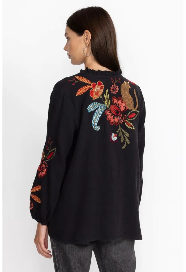 Women Johnny Was Tops Isabella Field Blouse Black