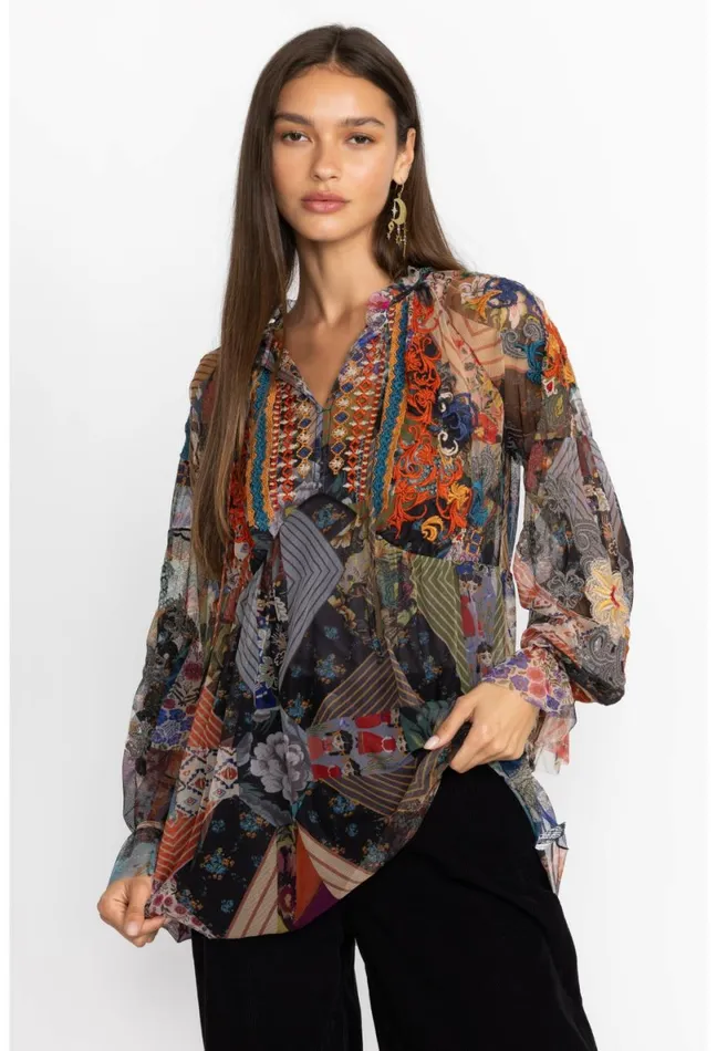 Women Johnny Was Tops Mazzy Poet Blouse Multi
