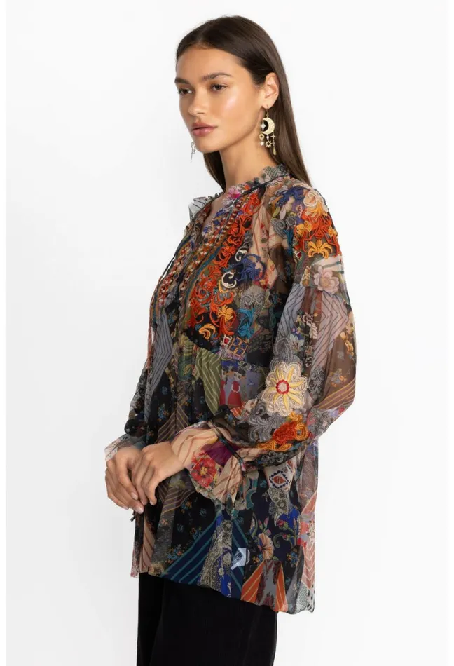 Women Johnny Was Tops Mazzy Poet Blouse Multi