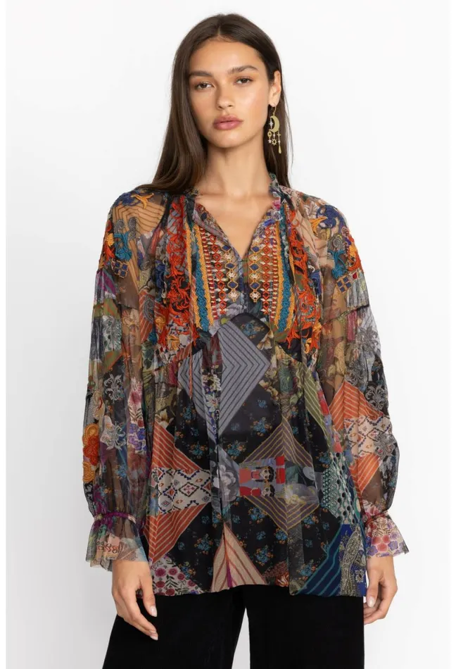 Women Johnny Was Tops Mazzy Poet Blouse Multi