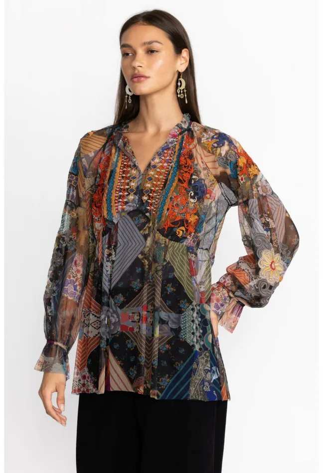 Women Johnny Was Tops Mazzy Poet Blouse Multi