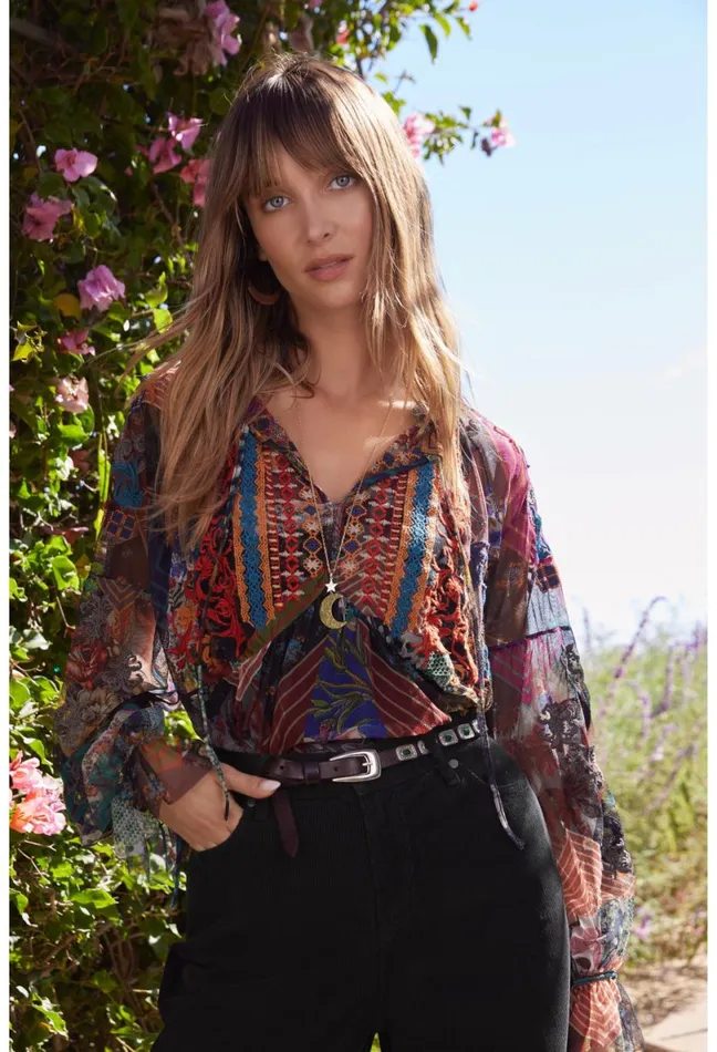 Women Johnny Was Tops Mazzy Poet Blouse Multi