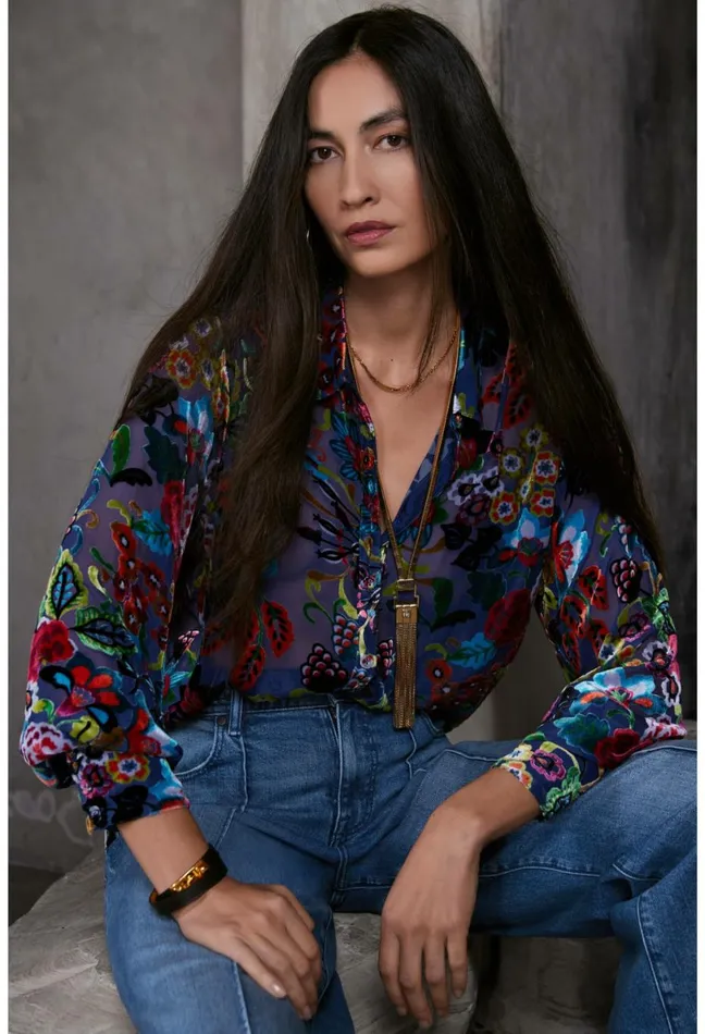 Women Johnny Was Tops Minto Burnout Yrene Blouse Minto