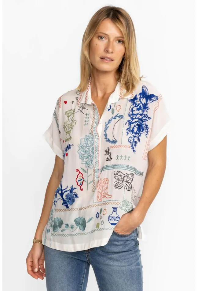 Women Johnny Was Tops Nahmad Blouse Natural