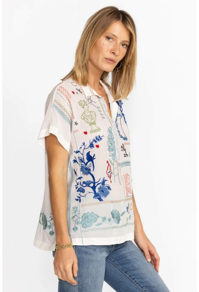 Women Johnny Was Tops Nahmad Blouse Natural