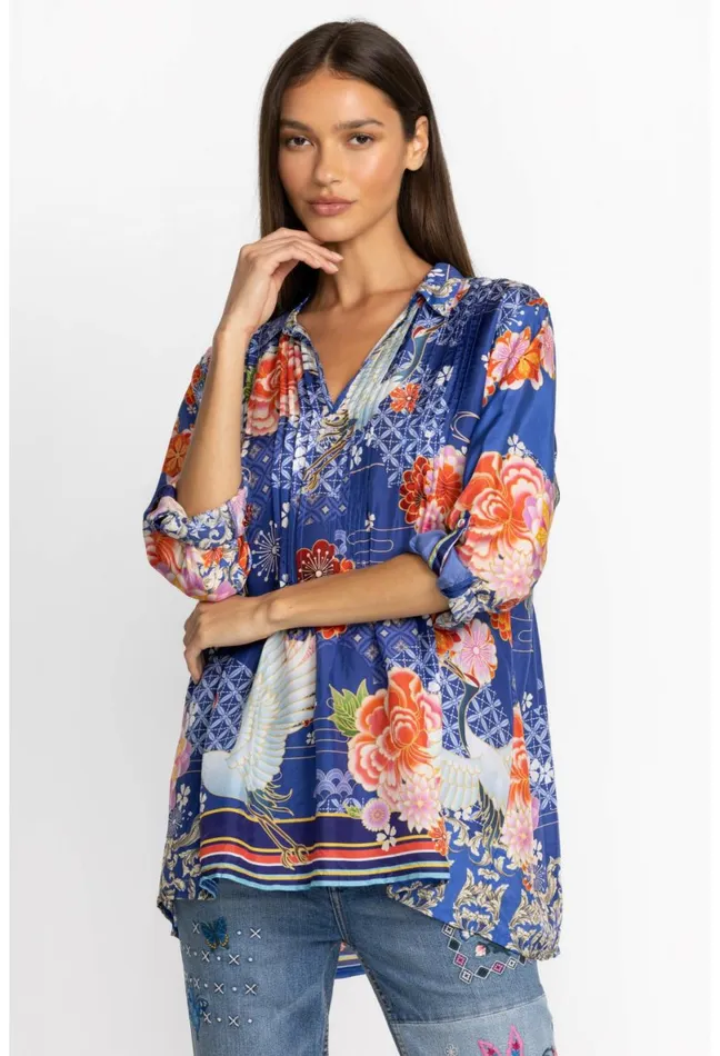 Women Johnny Was Tops Pajaro Coddi Tunic Pajaro