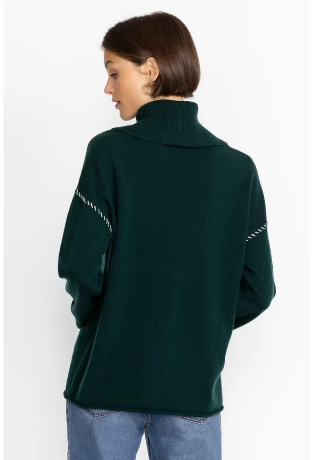 Women Johnny Was Tops Rhode Cowl Neck Sweater Emerald