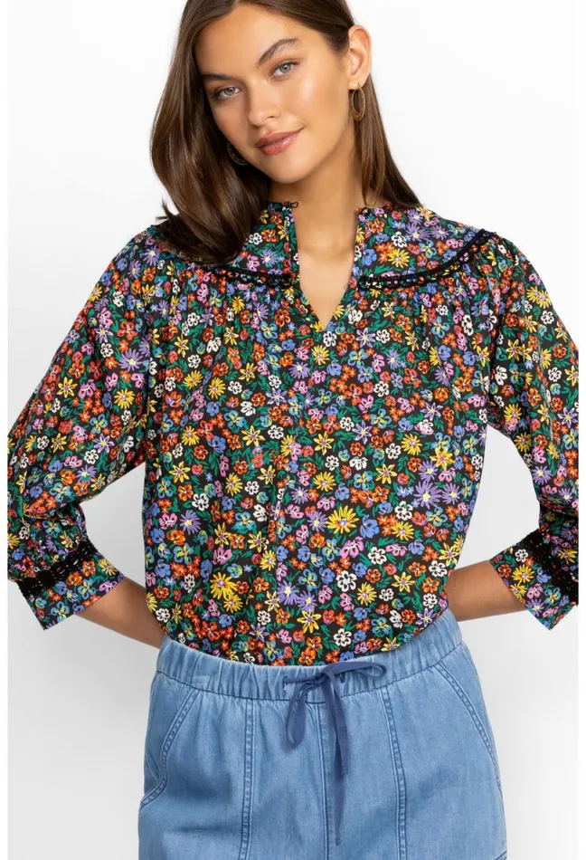 Women Johnny Was Tops Risa Poplin Blouse Multi
