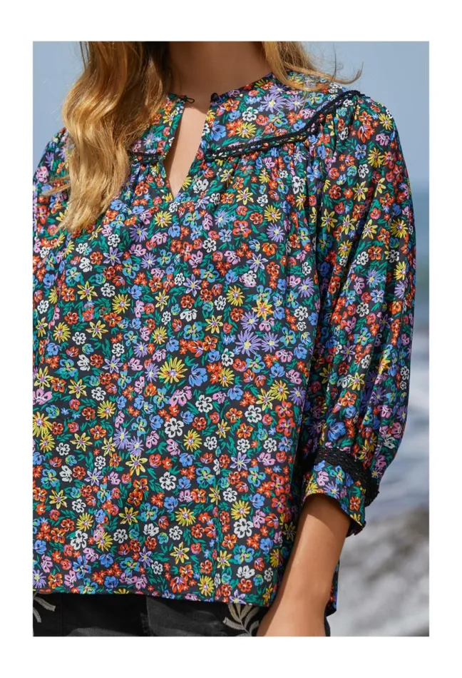 Women Johnny Was Tops Risa Poplin Blouse Multi