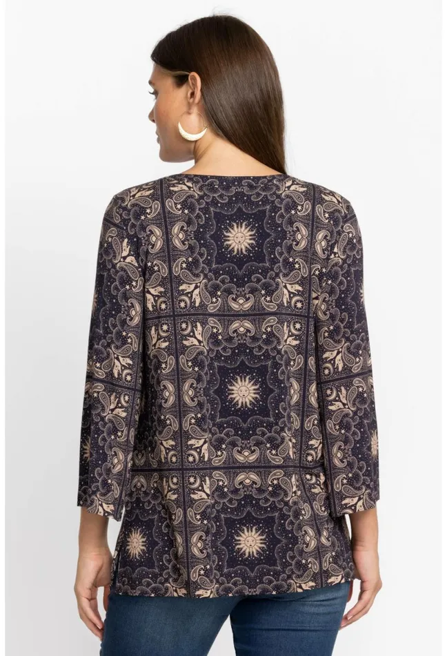 Women Johnny Was Tops Runa Button Front Henley Tee Runa