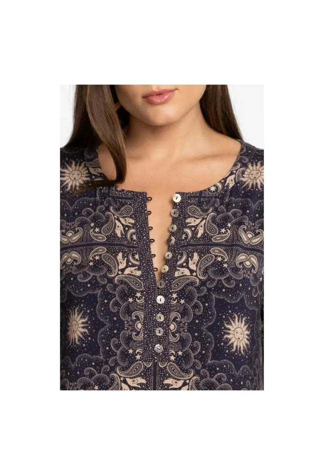Women Johnny Was Tops Runa Button Front Henley Tee Runa