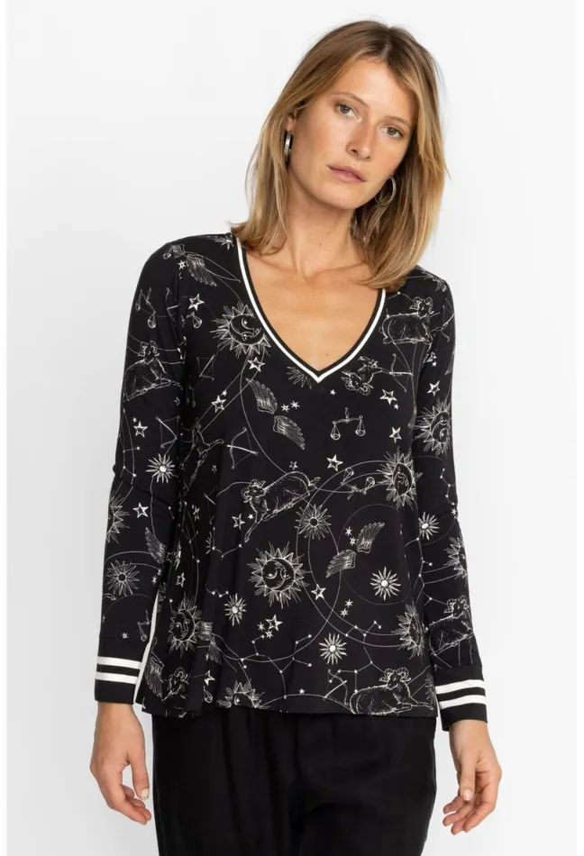 Women Johnny Was Tops The Janie Favorite Long Sleeve VNeck Swing Tee Bijou