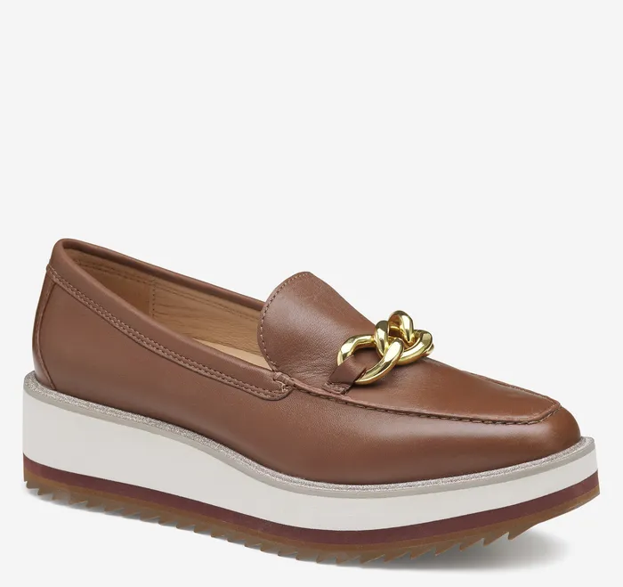 Women Johnston and Murphy Gracelyn Chain Loafer Cognac Glove Leather Women8217s Shoes