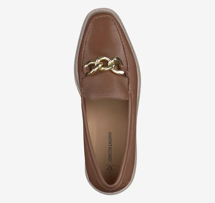 Women Johnston and Murphy Gracelyn Chain Loafer Cognac Glove Leather Women8217s Shoes
