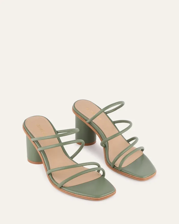 Women jomercer Naomi mid heel sandals pistachio green leather MID SANDALS