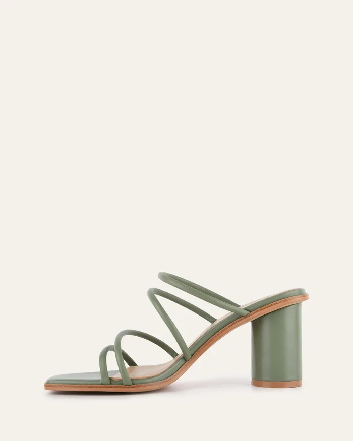 Women jomercer Naomi mid heel sandals pistachio green leather MID SANDALS