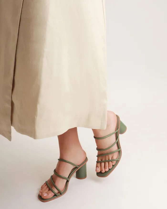 Women jomercer Naomi mid heel sandals pistachio green leather MID SANDALS
