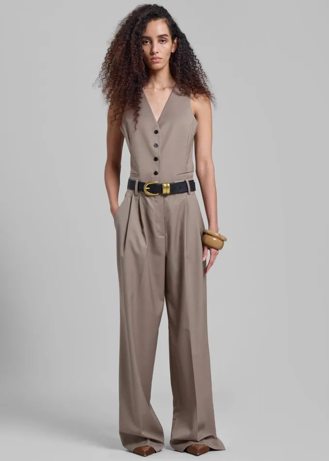 Women Jorae Pleated Trousers 8211 Taupe The Frankie Shop Bottoms