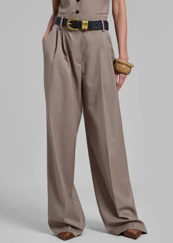 Women Jorae Pleated Trousers 8211 Taupe The Frankie Shop Bottoms