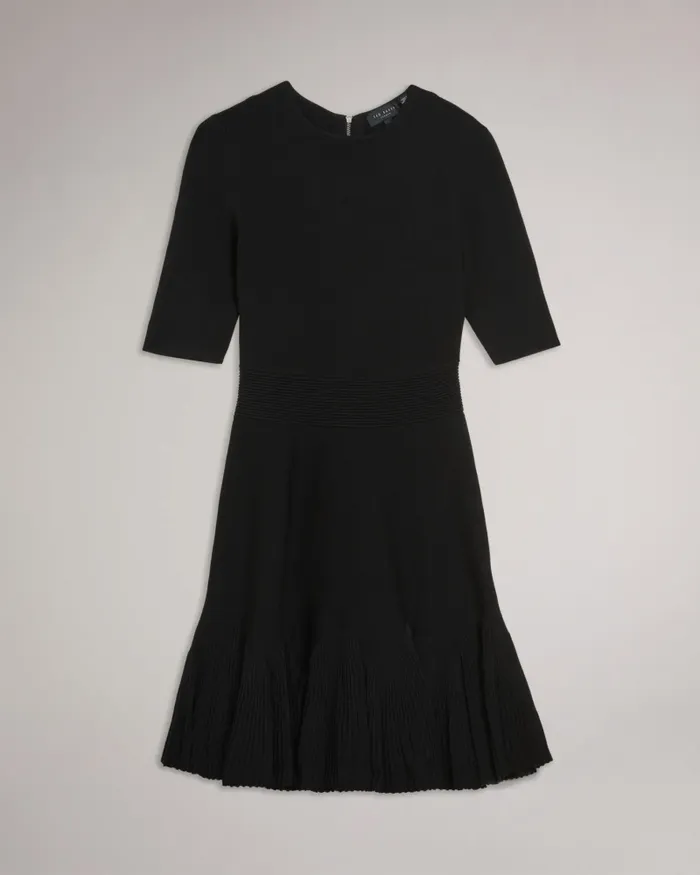 Women JOSAFEE 8211 Knitted Fit And Flare Mini Dress Black Ted Baker Dresses