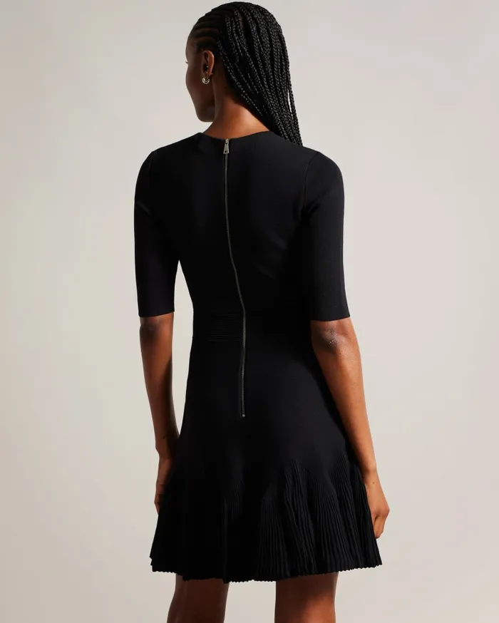 Women JOSAFEE 8211 Knitted Fit And Flare Mini Dress Black Ted Baker Dresses