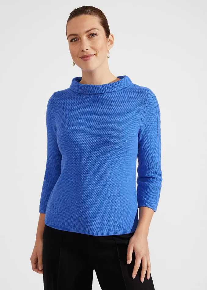 Women Jumpers and Cardigans Hobbs Camilla Cotton Jumper Fjord Blue