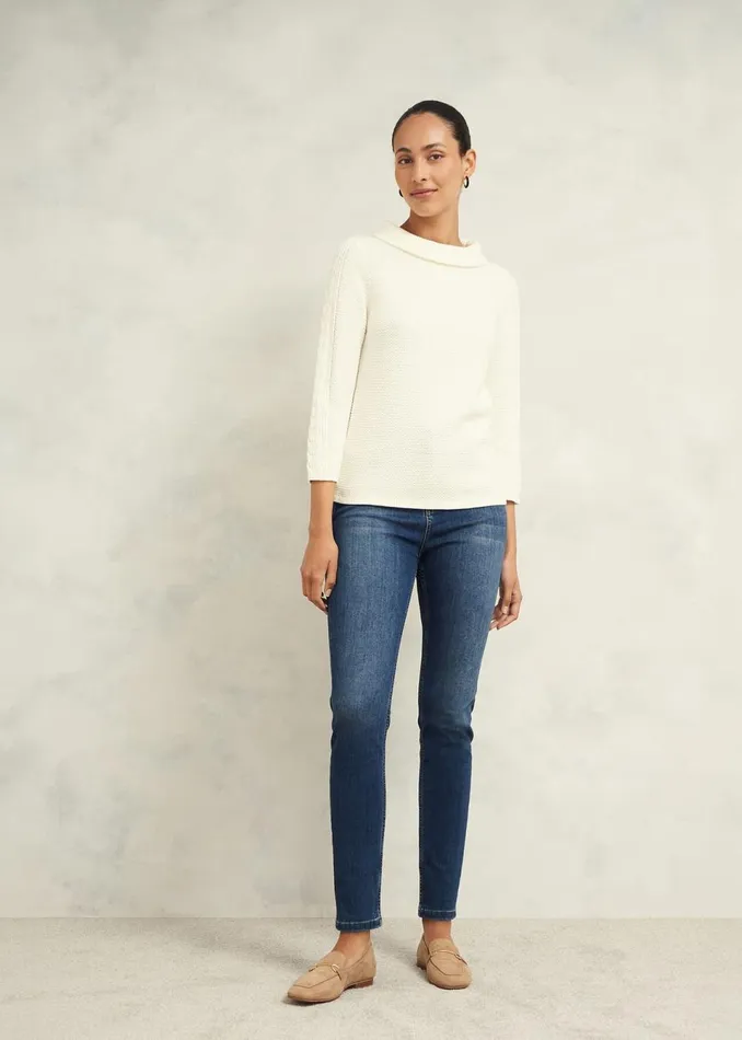 Women Jumpers and Cardigans Hobbs Camilla Cotton Jumper Warm Ivory