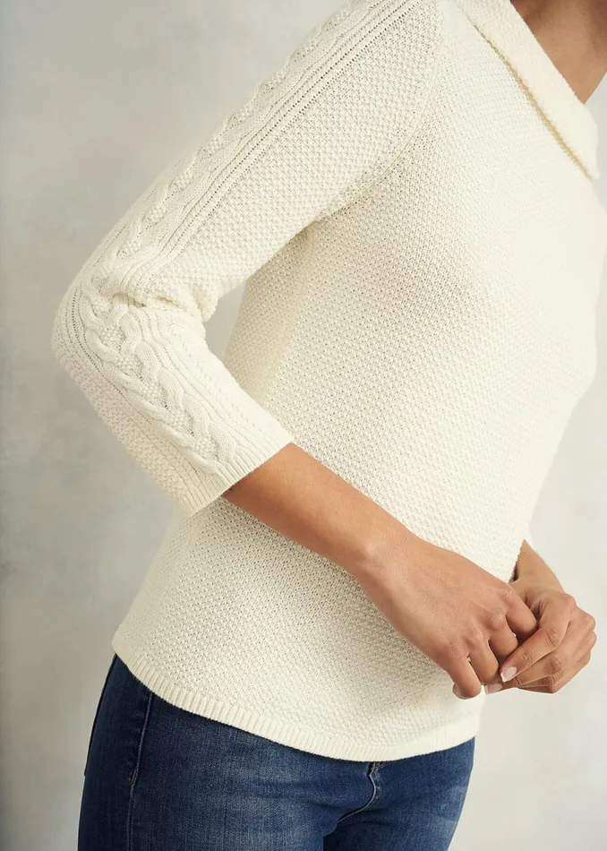 Women Jumpers and Cardigans Hobbs Camilla Cotton Jumper Warm Ivory