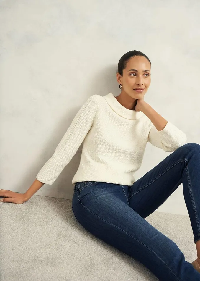 Women Jumpers and Cardigans Hobbs Camilla Cotton Jumper Warm Ivory