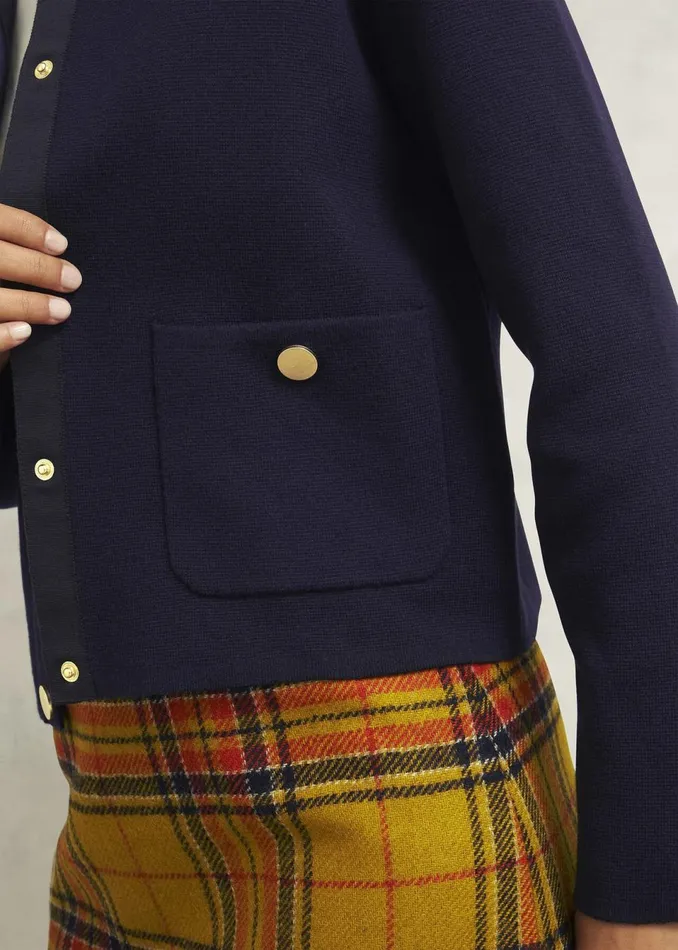 Women Jumpers and Cardigans Hobbs Daisy Cotton Wool Knitted Jacket Hobbs Navy