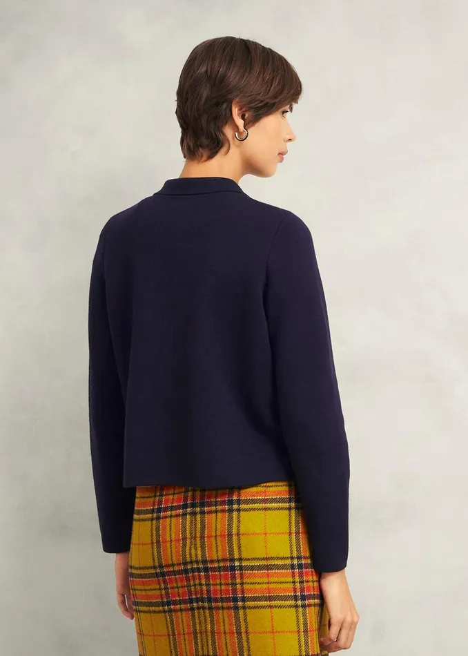 Women Jumpers and Cardigans Hobbs Daisy Cotton Wool Knitted Jacket Hobbs Navy