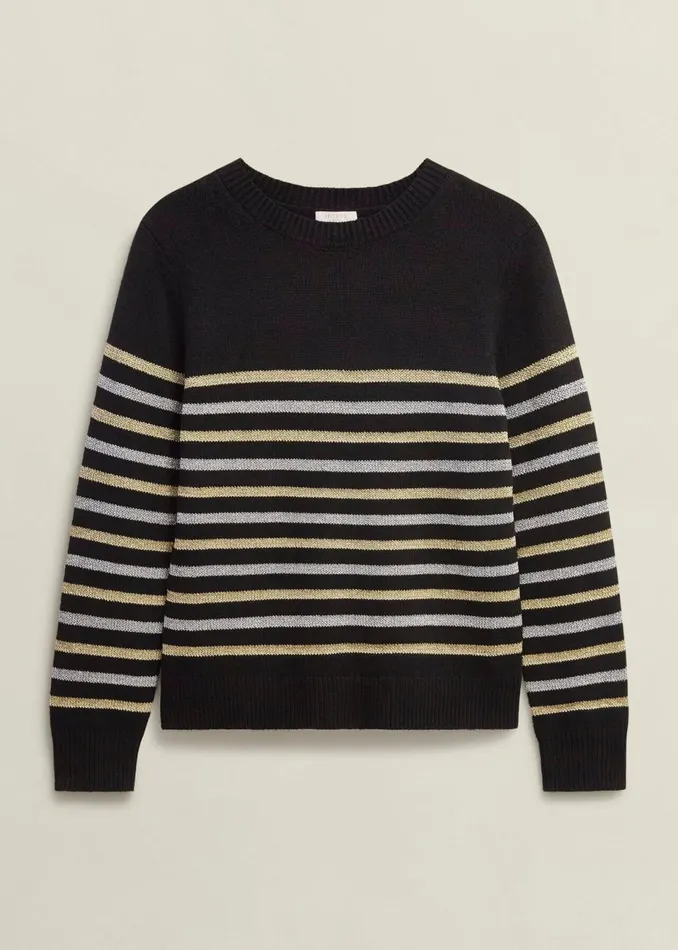 Women Jumpers and Cardigans Hobbs Destiny Sparkle Stripe Jumper Black Multi