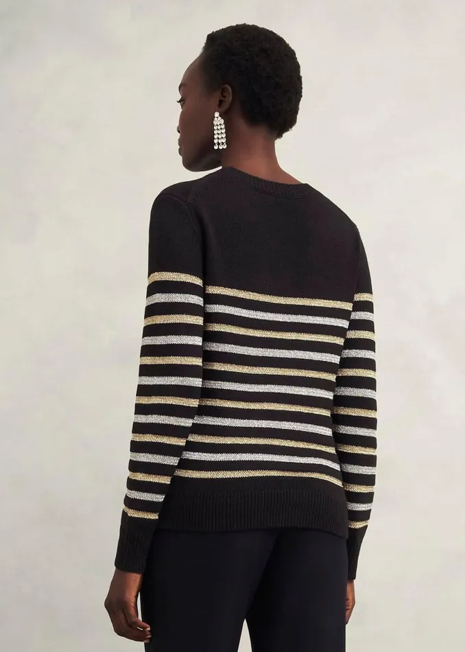 Women Jumpers and Cardigans Hobbs Destiny Sparkle Stripe Jumper Black Multi