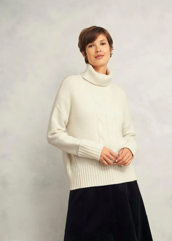 Women Jumpers and Cardigans Hobbs Ember Cable Jumper With Alpaca Warm Ivory