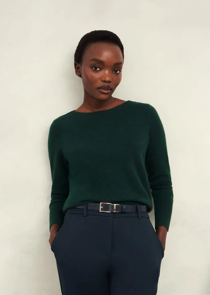 Women Jumpers and Cardigans Hobbs Larina Cashmere Jumper Hawthorn Green